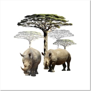 Rhinos on Safari in Kenya / Africa Posters and Art